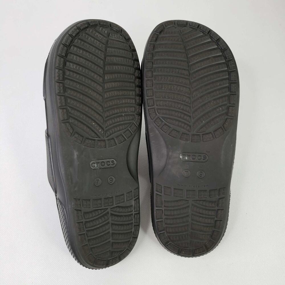 Crocs Classic Two-Strap Slide Sandals Black Women’s Size 9 Star Jibbitz - Picture 5 of 9